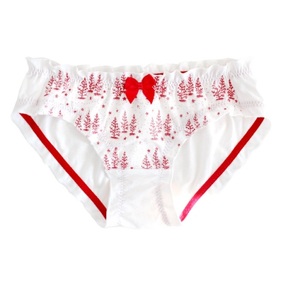 N540女士低腰纯棉圣诞新年女生内裤红色白色可做节日礼物M/L/XL