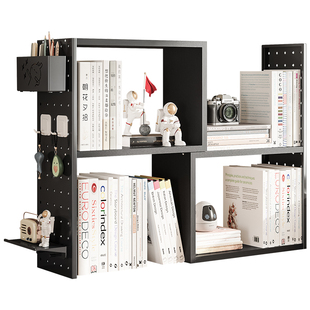 书桌桌面转角收纳架洞洞板置物架可伸缩学生小书架资料整理架铁艺