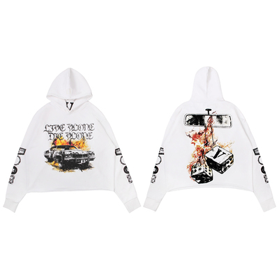 VLONE美款TSFF火焰后视镜挂坠V骰做旧水洗超重磅无下摆连帽卫衣