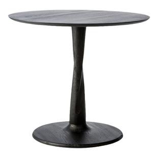 ethnicraft进口白橡木纯实木餐桌圆桌家庭黑色中古风复古家用圆形