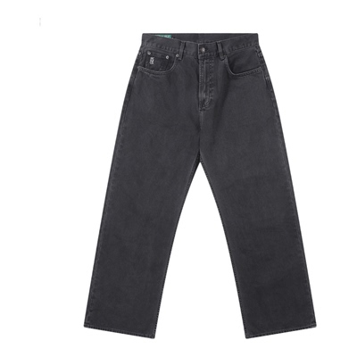 蓝布屋2021M宽松阔腿黑色牛仔裤