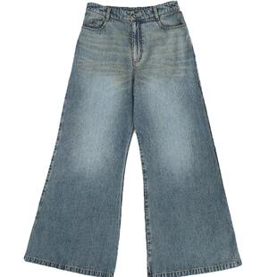 YOUWEI有尾夏季复古双褶牛仔喇叭裤加长牛仔裤Y5124209