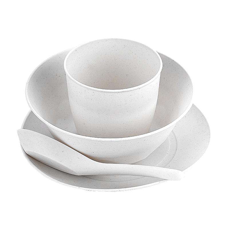 稻壳一次性餐具套装碗筷盘杯勺子加厚加硬食品家用结婚野餐四件套