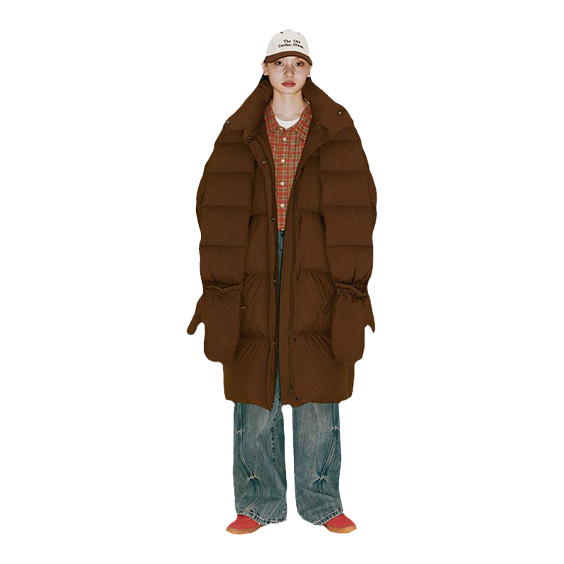 eralnc简约休闲长款羽绒服