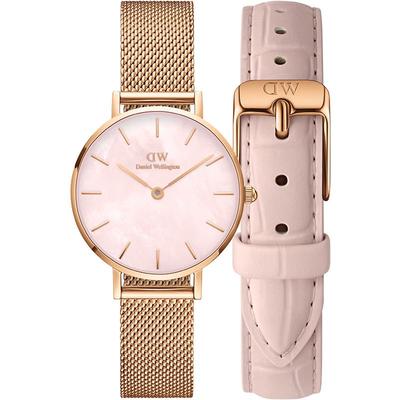 dw手表女珠光贝母方盘金属