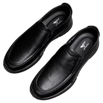 软牛皮商务休闲鞋七匹狼套脚真皮