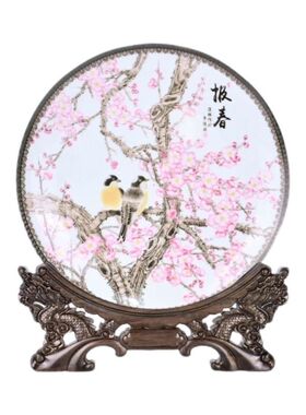 黑檀木中式双龙雕刻茶饼托架