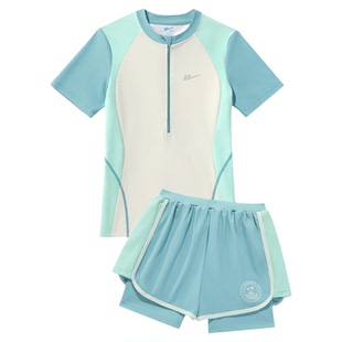 回力女童泳衣儿童分体保守带胸垫中大童游泳衣初中生训练游泳套装