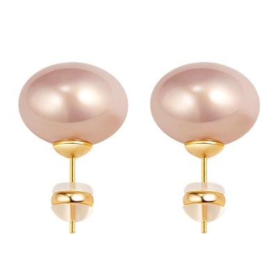 樱花粉馒头珍珠耳钉2024年新款