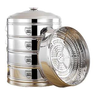 304不锈钢蒸笼加高商用超大号蒸包子馒头加高大蒸屉农村铁锅多层