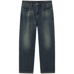 热风男士加绒牛仔裤宽松直筒2025年冬季新款保暖时尚百搭休闲长裤