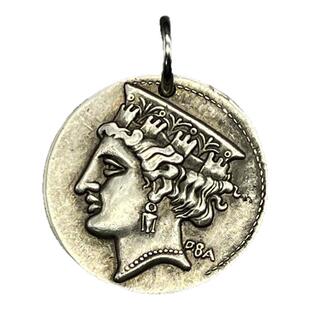 古希腊银币双面人硬币项链圆牌吊坠天秤座礼物手办金牛座小众情侣