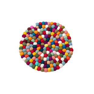 尼泊尔手工彩色羊毛毡垫颂钵音疗配件杯垫榻榻米羊毛球瑜伽坐垫