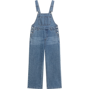 【播奥莱】播凉感背带牛仔裤女夏季直筒阔腿长裤DDR2JD5726