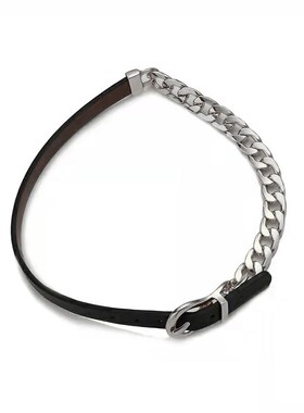 暗黑风链条pu皮拼接项链choker女