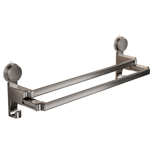 卫生间毛巾架免打孔毛巾杆吸盘式挂杆浴室挂毛巾的架子一体置物架