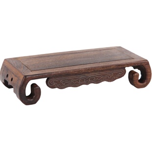 红木雕刻工艺品摆件底座实木质奇石头佛像花盆银丝书卷长方形底座