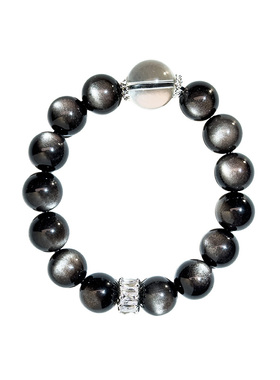 女生银曜石白水晶手串｜精致礼盒