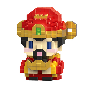 财神中国风神仙系列积木男女孩儿童益智拼装玩具学生解压礼物生日