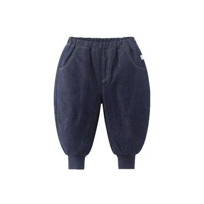 齐齐熊宝宝放褪色加绒软牛仔裤子