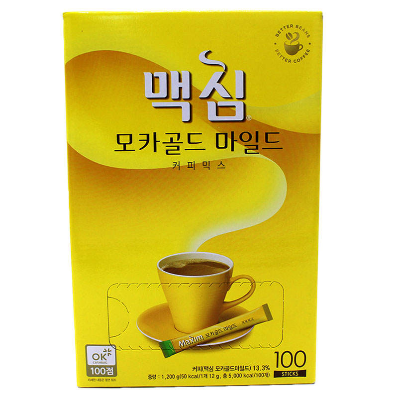 韩国黄麦馨摩卡maxim三合一速溶咖啡粉100条礼盒装好喝的进口饮品