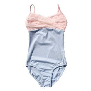 幻梦MIA DANCEWEAR芭蕾吊带连体服网纱褶皱仙女粉蓝拼色现货即发