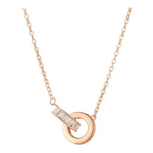 周大生环环相扣银项链女轻奢小众玫瑰金色毛衣链本命年礼物送女友