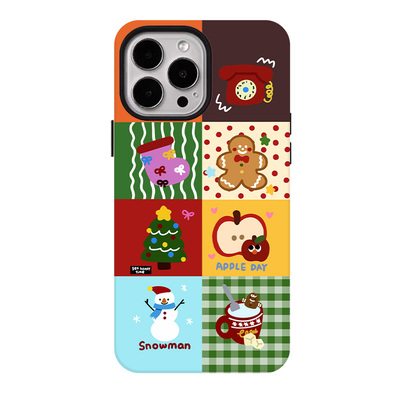圣诞拼接姜饼人适用苹果17promax手机壳iphone16pro菲林磁吸支架个性华为P80小米15小众vivo防摔保护壳oppo