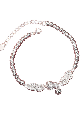 阿玉银器馆990纯银葫芦手链女足银古法福禄银珠手串轻奢小众精致