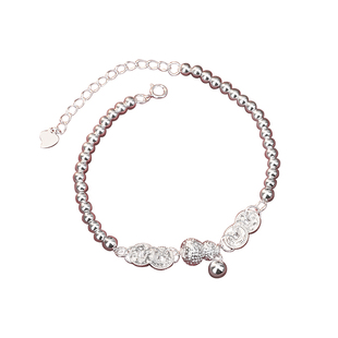 阿玉银器馆990纯银葫芦手链女足银古法福禄银珠手串轻奢小众精致