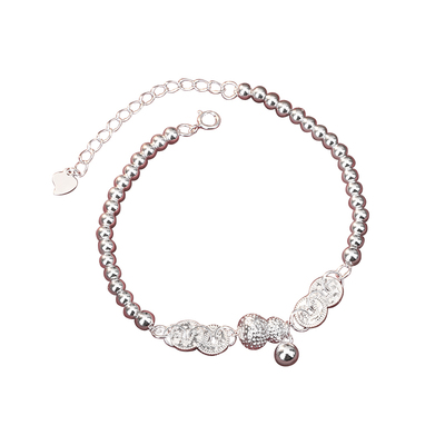 阿玉银器馆990纯银葫芦手链女足银古法福禄银珠手串轻奢小众精致