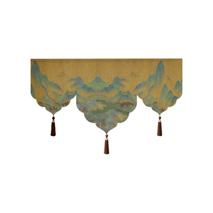 新中式门帘三角旗帘复古门楣短帘半截挂旗厨房家用遮挡帘高级感