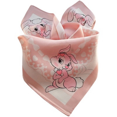 可爱卡通小兔子草莓儿童薄款丝巾