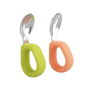 宝宝学吃饭好握易上手硅胶叉勺