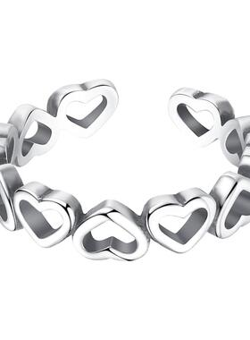 925银镂空爱心简约百搭甜美戒指