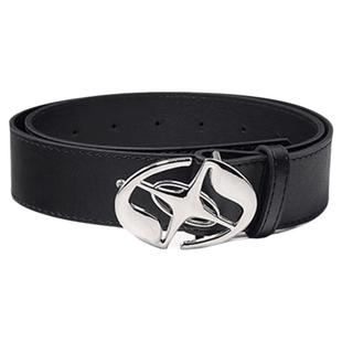 女士黑色腰带潮酷金属扣头男个性简约复古装饰皮带ins风小众裤带