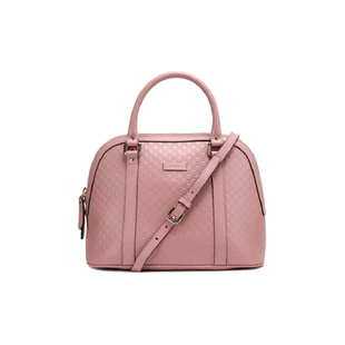 未使用Gucci/古驰老花Logo牛皮粉色女款小号贝壳包单肩包