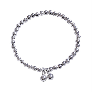 「摇响少女心」s999纯银小银珠豆豆光面圆珠铃铛纯银手链小众手串