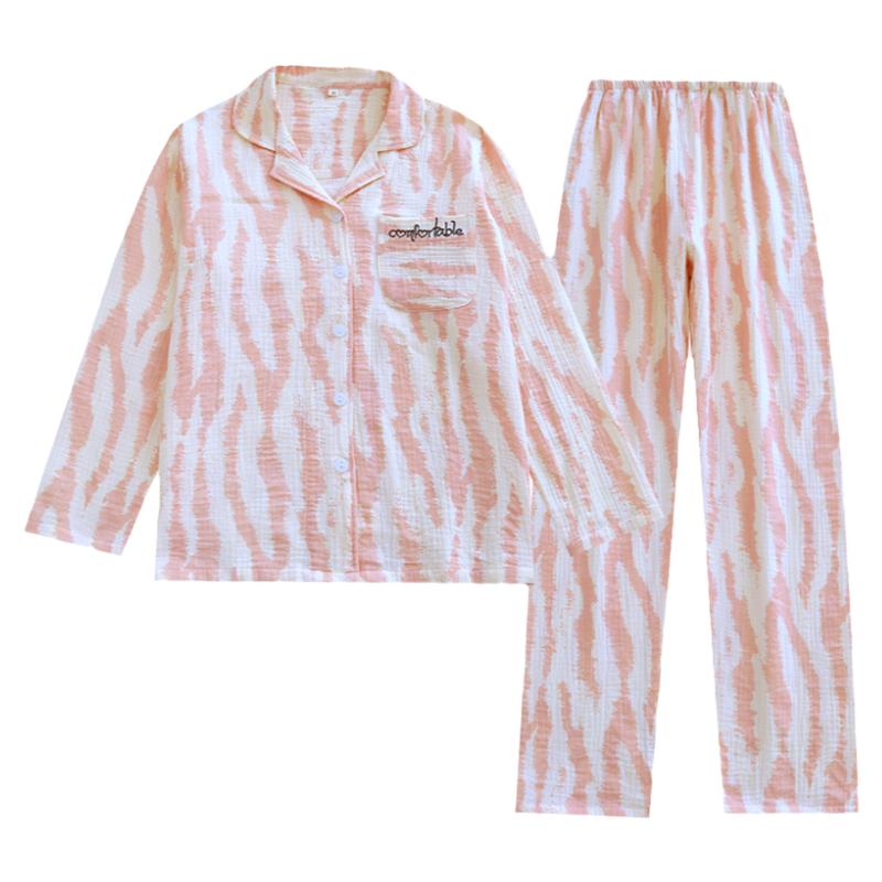 情侣款水洗棉纱纯棉家居服套装