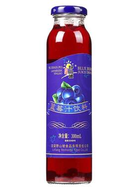 吕梁野山坡蓝莓汁300ml玻璃8瓶装