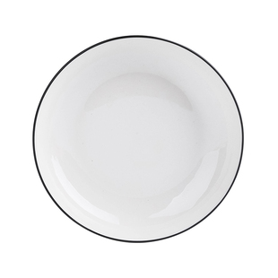 10个7/8英寸菜盘家用创意送人简约纯白黑线陶瓷饭盘深盘碟子组合