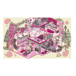 黯糖庄园造景贴纸沐染我的两层国系列琥珀光室微缩场景3D立体小屋贴画手帐手工玩具女孩打发时间新年礼物