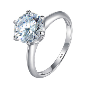 气质3克拉戒指女钻戒仿真钻六爪结婚戒指情侣婚礼戒指对戒仿真钻