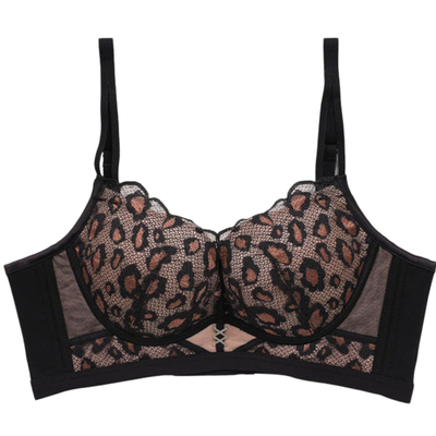 法式豹纹蕾丝文胸聚拢小胸