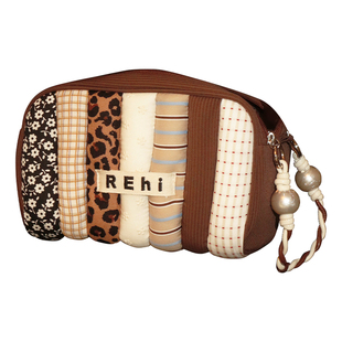REhi 毛毛虫化妆包 原创可可棕双头拉链化妆收纳包大容量洗漱包