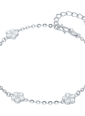 六桂福珠宝铂金恋恋桃花手链