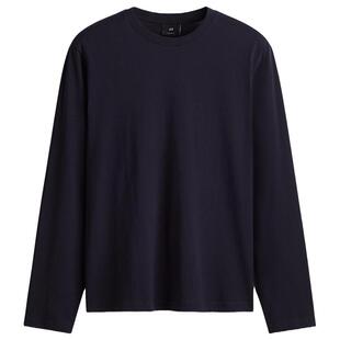 HM男装T恤春季时尚圆领棉质宽松长袖上衣打底衫1029317