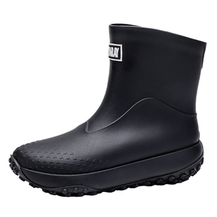 德系中筒雨鞋男款防水防滑耐磨水鞋骑手专用工作雨靴户外加绒胶鞋
