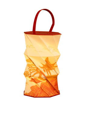 中式手工纸艺山水折叠小夜灯