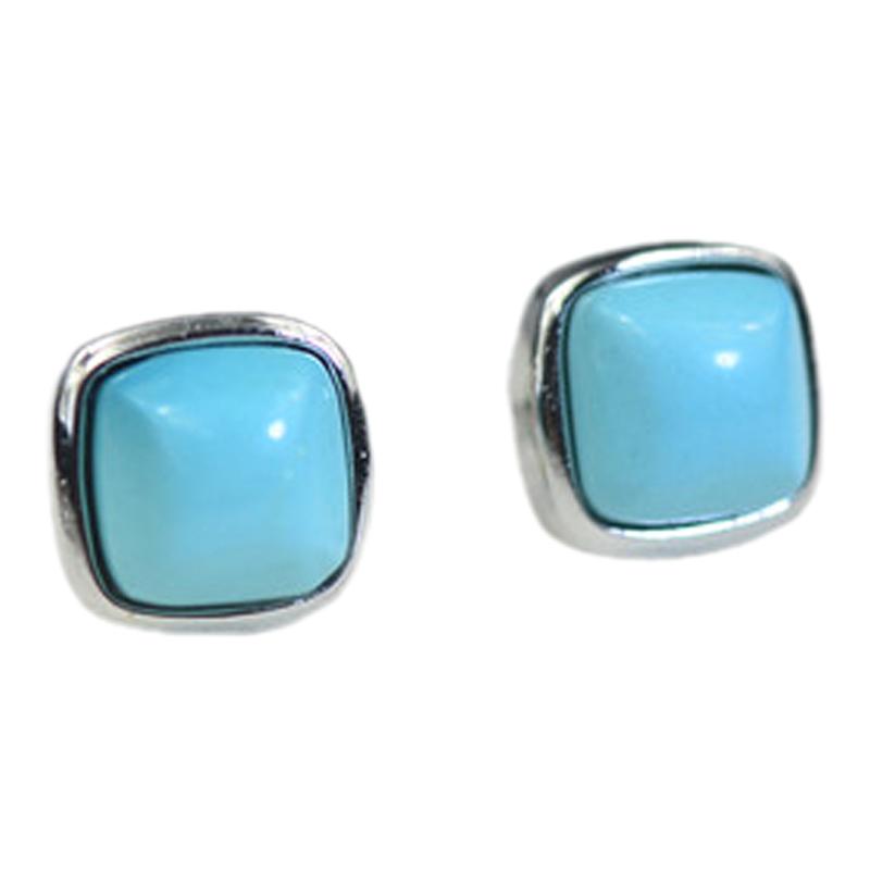 925纯银耳钉女简约小巧气质小众设计感高级防过敏天然原矿绿松石